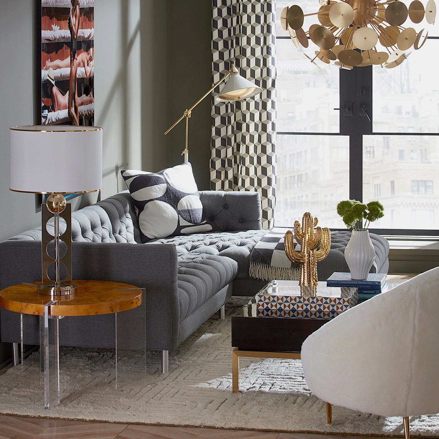 Jonathan Adler Baxter Chaise Sectional Right Arm Facing Sectionals