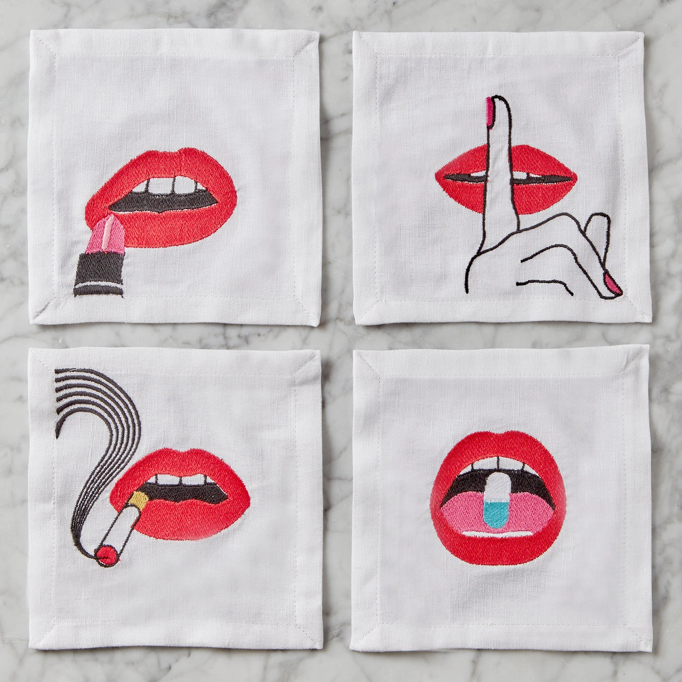 Jonathan Adler Muse Lips Cocktail Napkins
