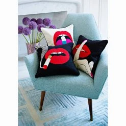 Jonathan Adler Bestsellers Lips Full Dose Needlepoint Throw Pillow