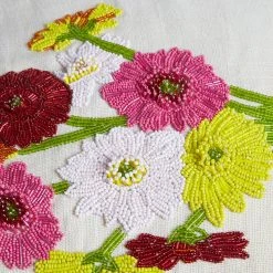 Jonathan Adler Flower Hand Beaded Pillow Textured & Embellished