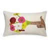 Jonathan Adler Flower Hand Beaded Pillow Textured & Embellished