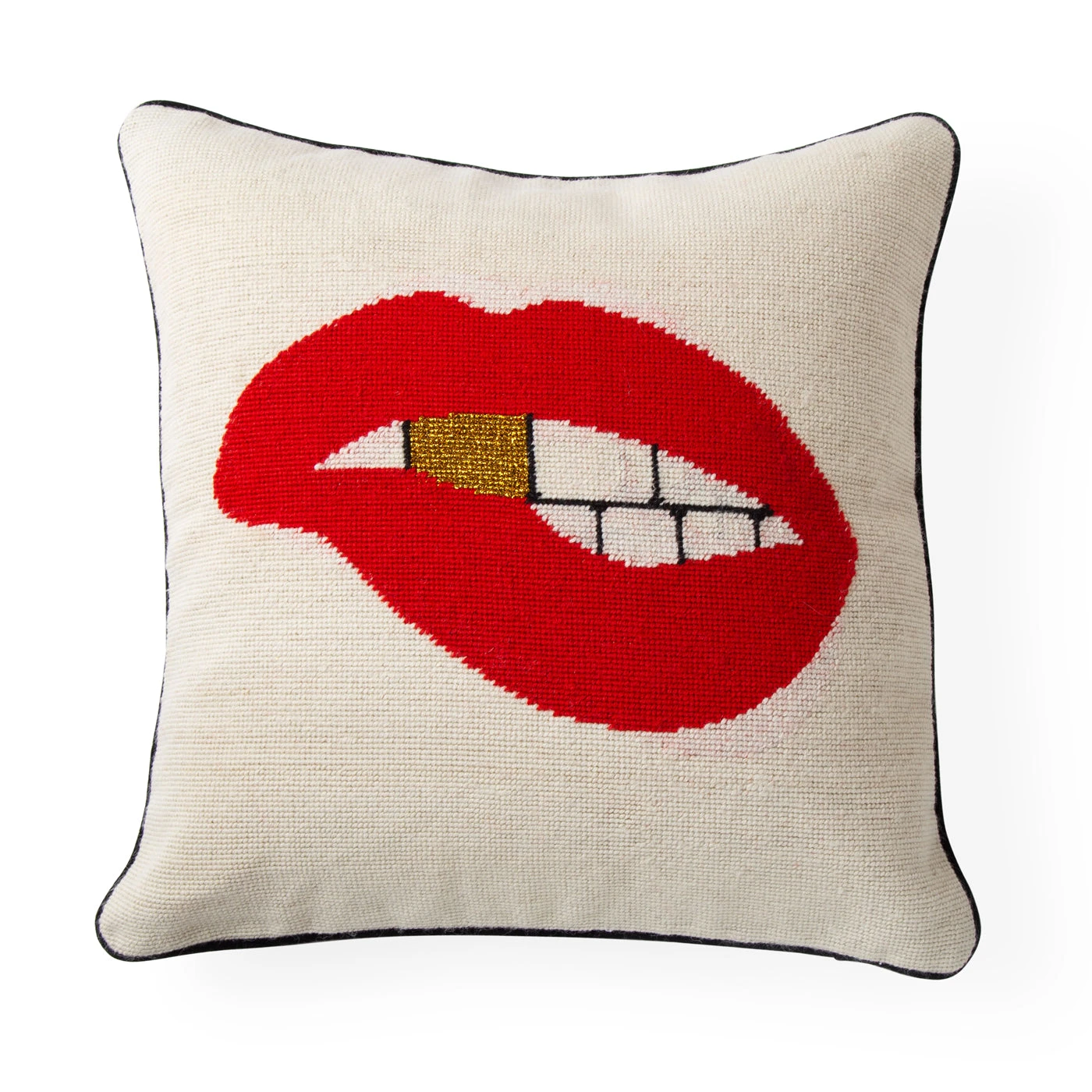 Jonathan Adler Lips Bitten Needlepoint Throw Pillow All Décor