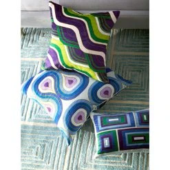 Jonathan Adler Patterned Purple/Navy Milano Concentric Loops Pillow
