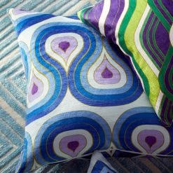 Jonathan Adler Patterned Purple/Navy Milano Concentric Loops Pillow