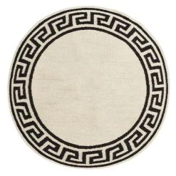Jonathan Adler Round Greek Key Border Reversible Peruvian Flat Weave Rug