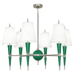 Jonathan Adler Versailles Chandelier In Nickel With Fabric Shade Chandeliers